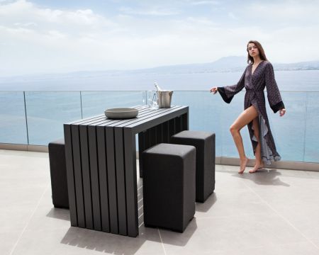 Table haute pour le jardin en aluminium noir 200 cm "Java Island"