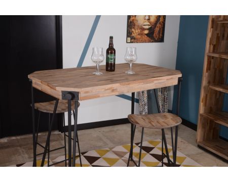 Tabouret métal noir bois massif Meuble House  "Bendigo"