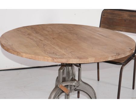 Table bar industrielle à manivelle réglable "Atelier Grey"