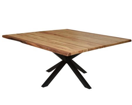 Table de repas carrée pied 3D métal central "Zen Black" 150 cm