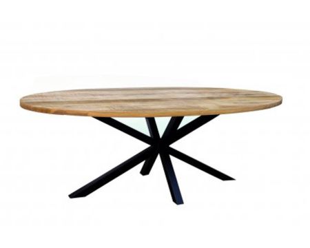 Grande table ovale en manguier massif et pieds métal 240 cm "New York"