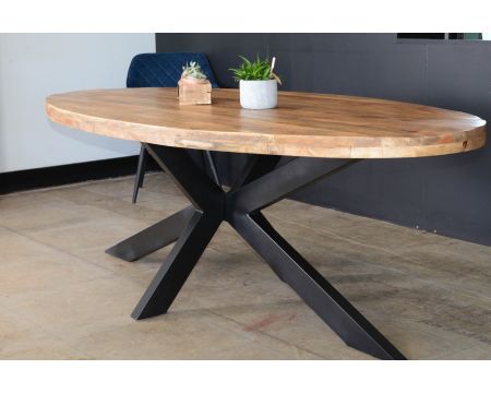 Grande table ovale en bois et métal 240x120 cm "Andy"