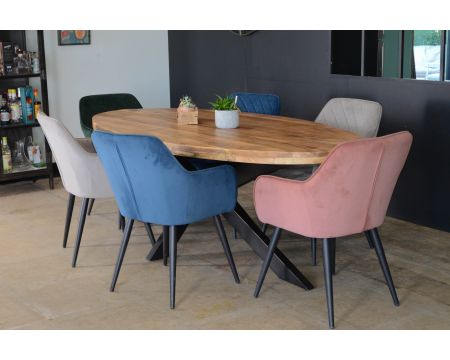 Table de repas style industriel ovale 220cm "Andy"