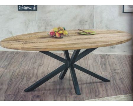 Grande table ovale en manguier massif et pieds métal 240 cm "New York"