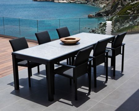 Chaise extérieure noire avec tissu Sunbrella "Terrasse"