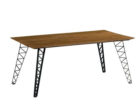 Grande table de salle à manger en teck recyclé et métal noir "Fairley"