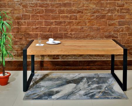 Table à manger industrielle métal et bois d’acacia massif "Montréal"
