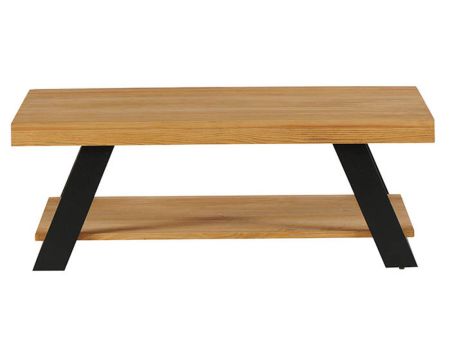 Table basse scandinave en bois massif avec double plateau "Cardiff"