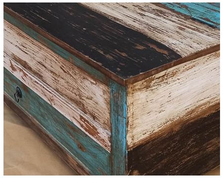 Table basse rectangulaire coffre style récup "Cookies"