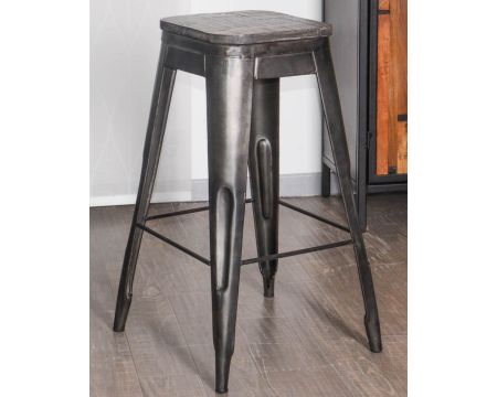 Lot de 4 tabourets de bar métal et bois style factory "Snack indus"