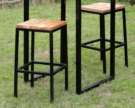 Tabouret de bar en métal et bois exotique "Garden"