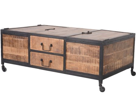 Table basse métal et bois coffre "Atelier"