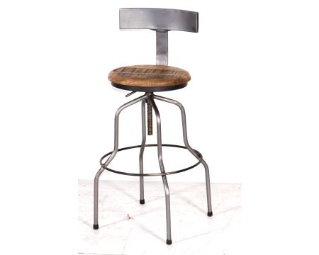 Tabouret de bar industriel réglable "Atelier grey"