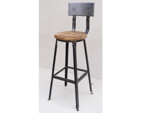 Chaise de bar métal et bois "Atelier grey" hauteur 110 cm