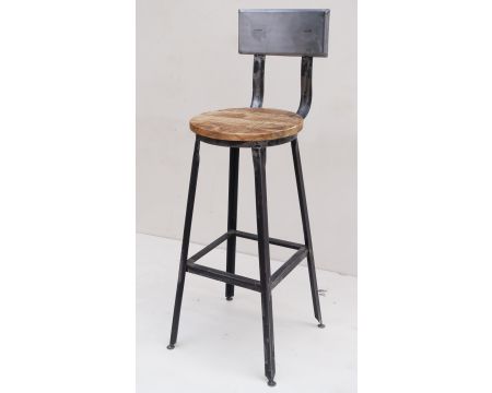 Equipement professionnel cuisine - %category_name% : Tabouret bas gris  métallisé avec assise en bois