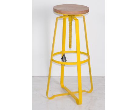 Tabouret de bar en métal à vis jaune "Atelier Grey" 