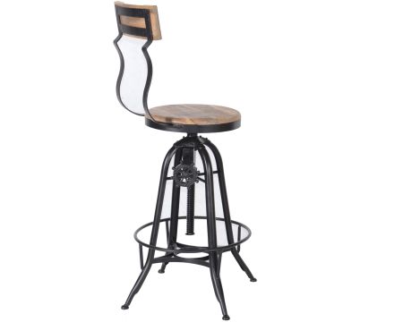 Tabouret de bar réglable avec dossier "Atelier grey"