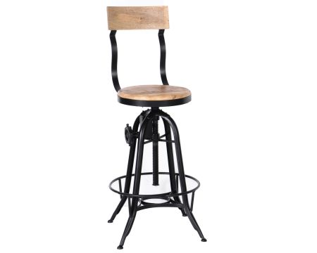 Tabouret de bar réglable avec dossier "Atelier grey"