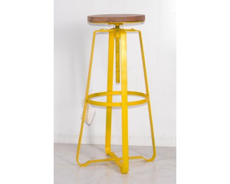 Tabouret de bar en métal à vis jaune "Atelier Grey" 