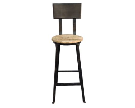 Chaise de bar industrielle métal et bois massif 110cm "Atelier Grey"