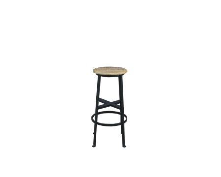 Tabouret de bar industriel rond en métal et bois "Vegas" 75cm