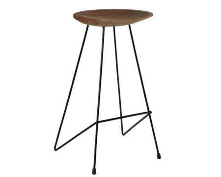 Tabouret de bar teck massif métal