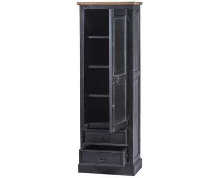 Armoire en teck 1 porte 2 tiroirs style shabby chic black "Timeless"