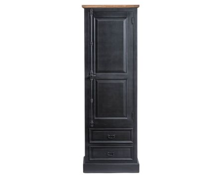 Armoire en teck 1 porte 2 tiroirs style shabby chic black "Timeless"
