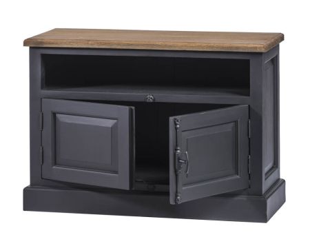 Meuble télé noir style classique 1 niche 2 portes "Timeless"
