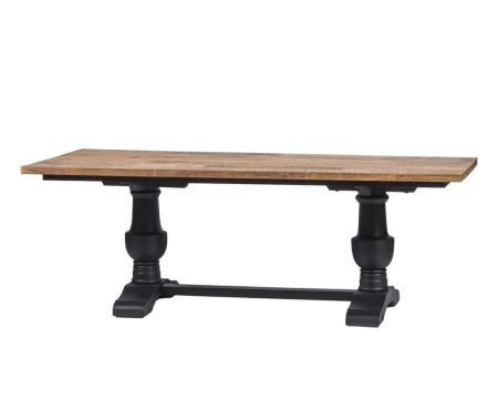 Table de repas noire en bois style Shabby Chic Black "Timeless" 220 cm