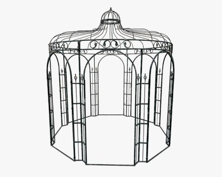 Gloriette en fer forgé noir avec aspect vieilli "Rosy" diamètre 2m60
