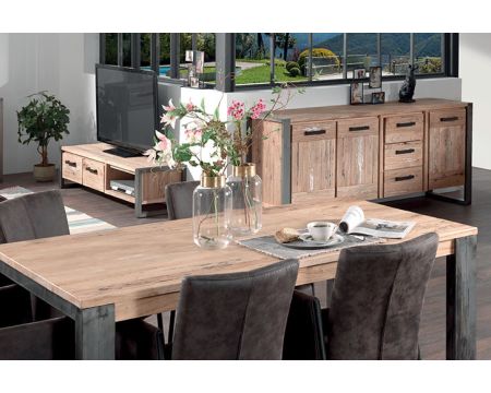 Table basse bois massif métal "Toronto"