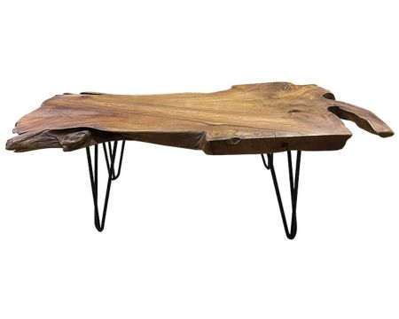 Table basse teck recyclé et métal noir "Trunk"
