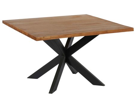 Table de repas carrée en teck pied métal 130 cm "Zenia"