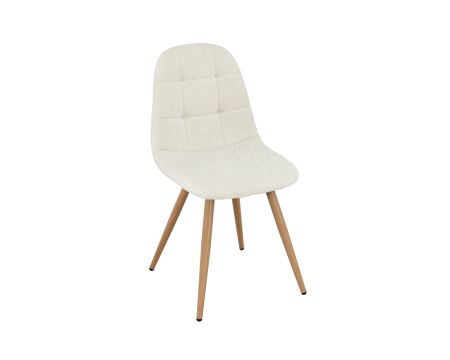 Lot de 4 chaises pivotantes esprit scandinave "Noma" en tissu écru, pieds décor chêne