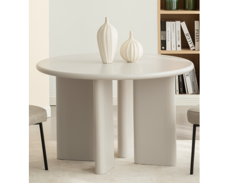 Table de repas contemporaine ronde 120 cm coloris crème "Odyna"