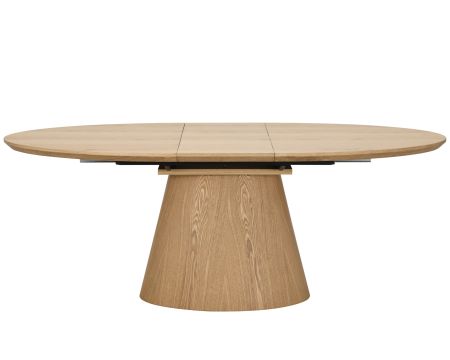 Table à manger ovale extensible 160-200 cm aspect chêne "Oria" style contemporain épuré