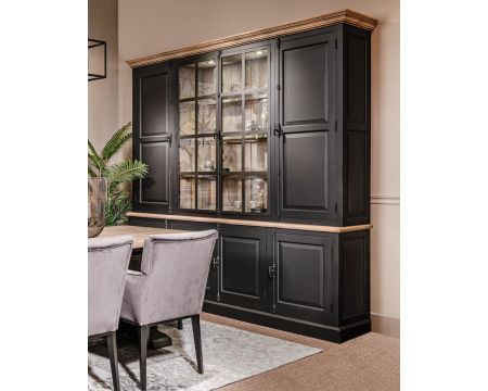 Grande bibliothèque en bois massif noir mat allure chic "Timeless"