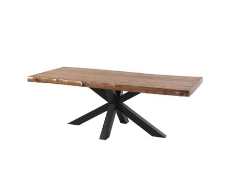 Table en bois massif recyclé et pieds étoile en métal noir 200 cm "Valley"