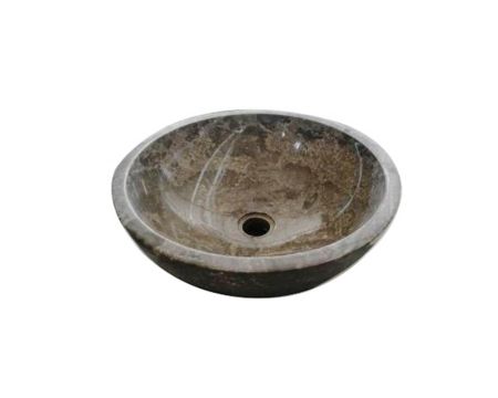 Vasque à poser en marbre poli gris diamètre 35 cm "Stone"