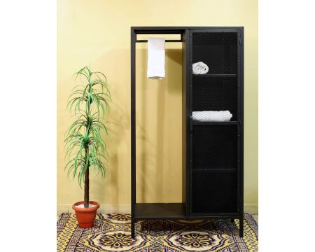 Armoire métallique avec penderie et étagères 1 porte "Atelier"