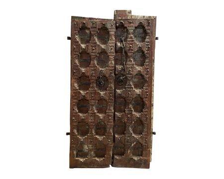 Porte indienne traditionnelle en bois massif et métal "Vieille porte"