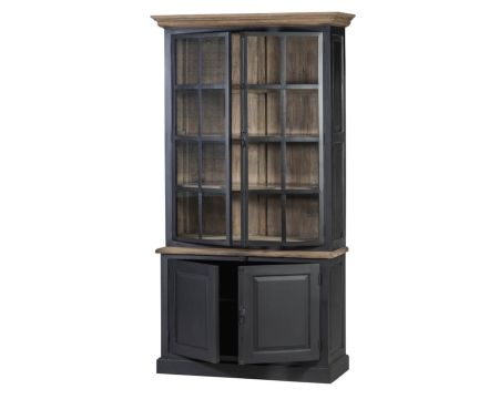 Bibliothèque noire 2 portes style baroque "Timeless" en bois massif