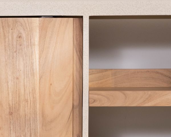 Meuble sous vasque 140 cm à suspendre "Miona" design organique aspect béton sablé