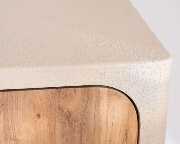 Meuble sous vasque 140 cm à suspendre "Miona" design organique aspect béton sablé