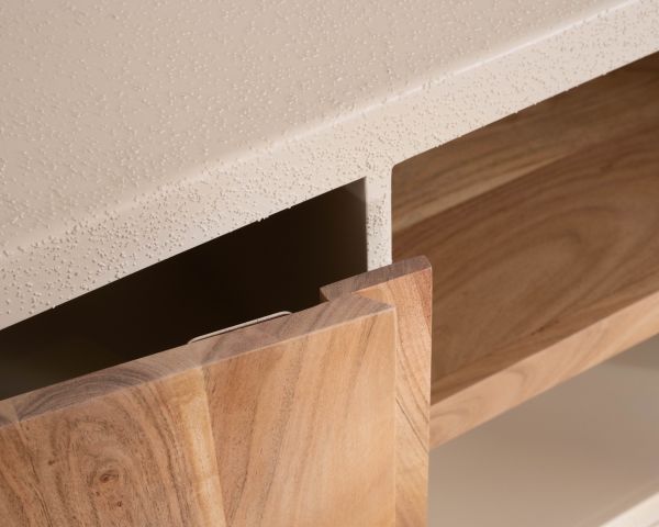 Meuble sous vasque 140 cm à suspendre "Miona" design organique aspect béton sablé
