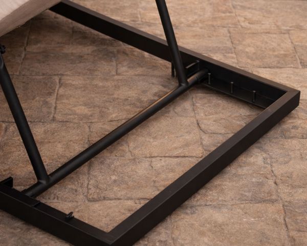 Bain de soleil design épuré en tissu crème avec surpiqures spécial extérieur "Sunset Bay"