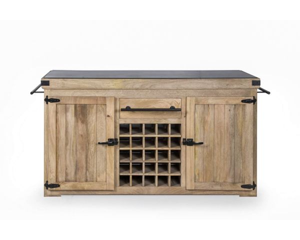 Grand billot de cuisine bois massif plateau pierre "Grand Chef" 165 cm