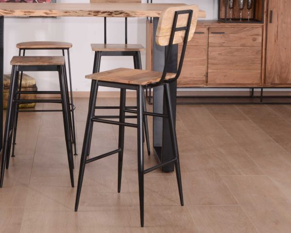 Lot de 2 Tabouret de Bar Chaise Haute de Bar avec Dossier