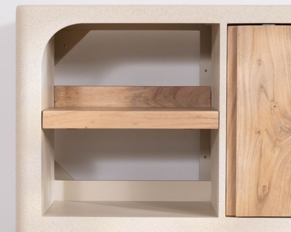 Meuble sous vasque 90 cm à suspendre "Miona" design organique aspect béton sablé